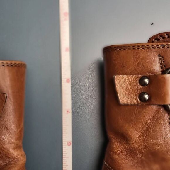 Clark Tan Brown Distressed Leather Mascarpone Cafe Ankle Boots Cowgirl Shoes - Picture 11 of 14